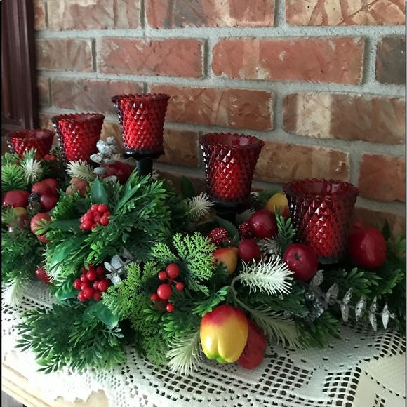 Rare 1970’s Christmas Ruby Glass Candle Centerpiece - Picture 11 of 16